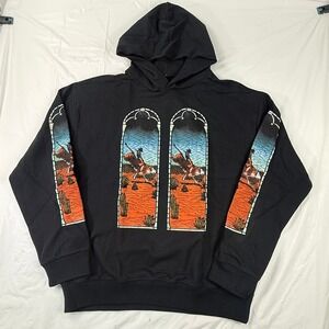 Who Decides War El Toro II Stained Glass Bull Rider Hoodie Black Mens XL